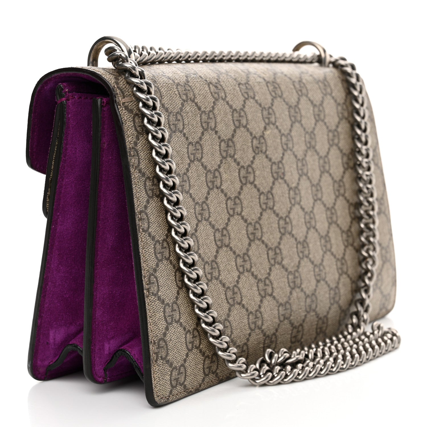 Gucci GG Supreme Monogram Suede Small Dionysus Shoulder Bag Purple 3 of 16