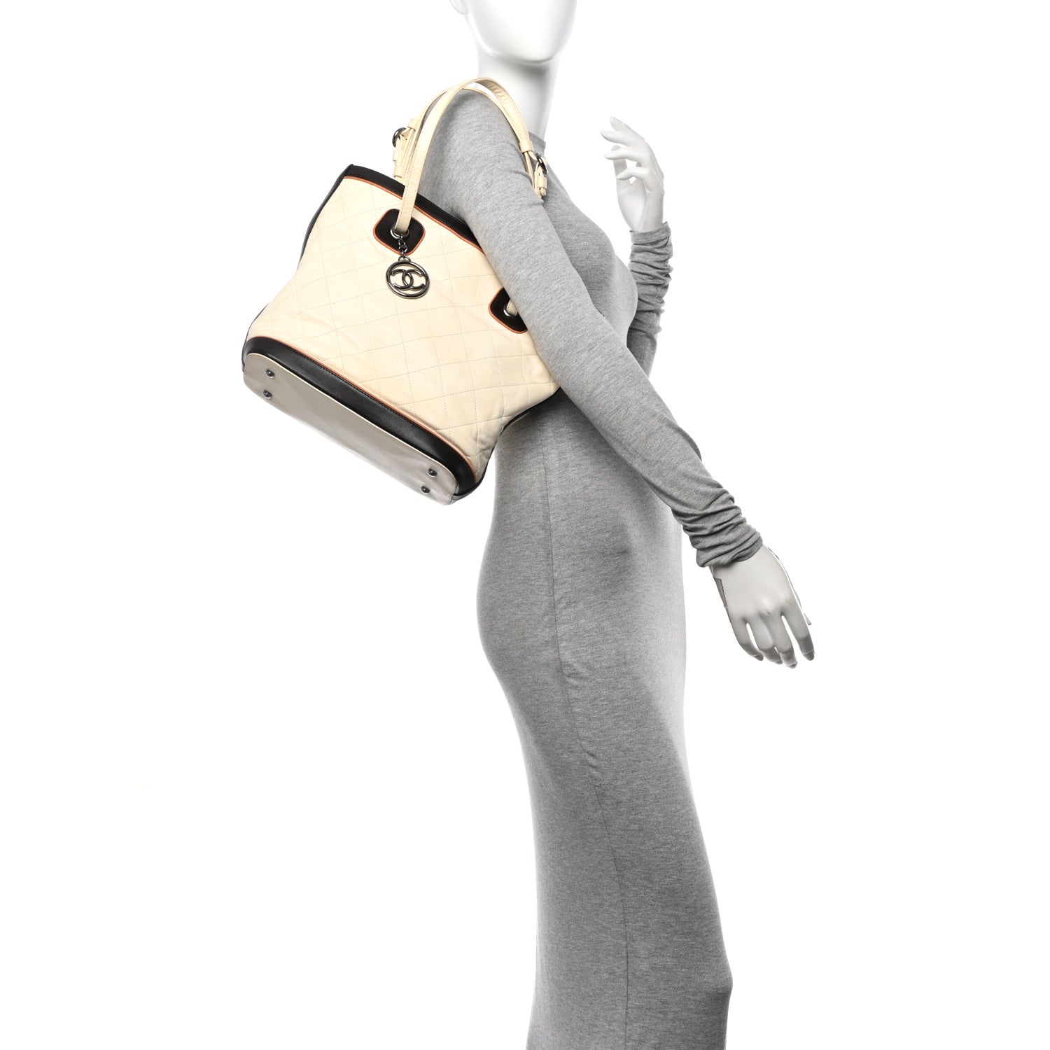 Chanel Lambskin Quilted Country Club Tote White Black 2 of 14