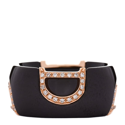 Damiani 18K Pink Gold Ceramic Diamond D Icon Ring 53 6.25 Black 3 of 5