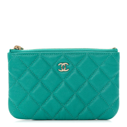 Chanel Caviar Quilted Small Cosmetic Case Turquoise 1 of 9