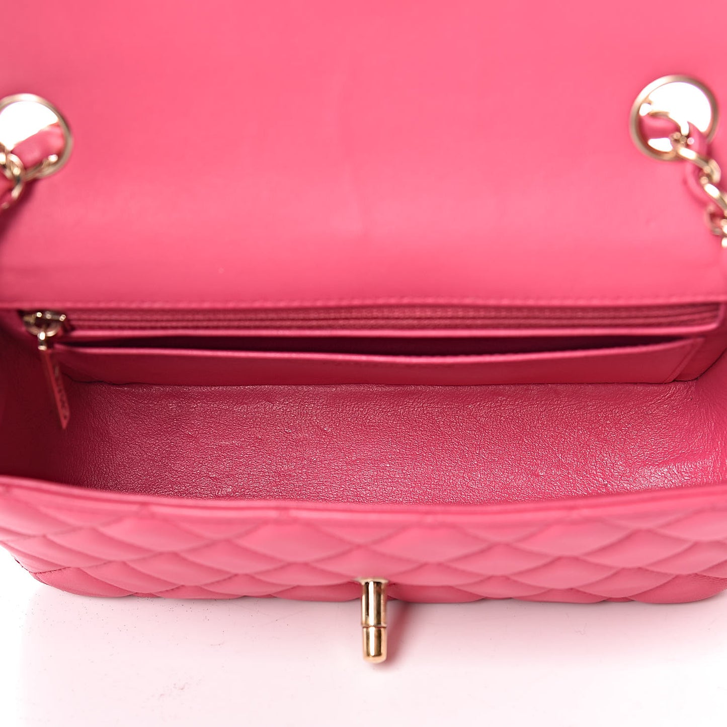 Lambskin Quilted Mini Rectangular Flap Dark Pink