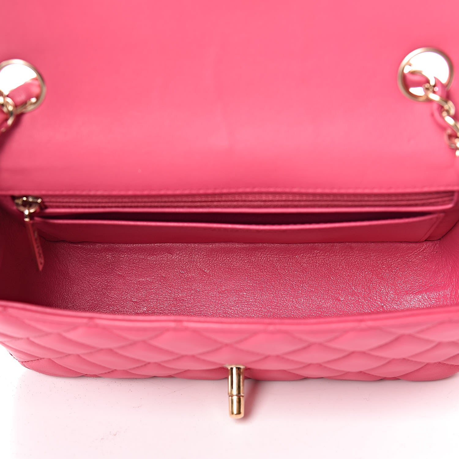 Chanel Lambskin Quilted Mini Rectangular Flap Dark Pink 5 of 13