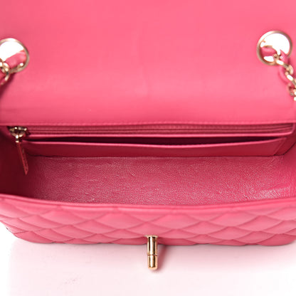 Chanel Lambskin Quilted Mini Rectangular Flap Dark Pink 5 of 13