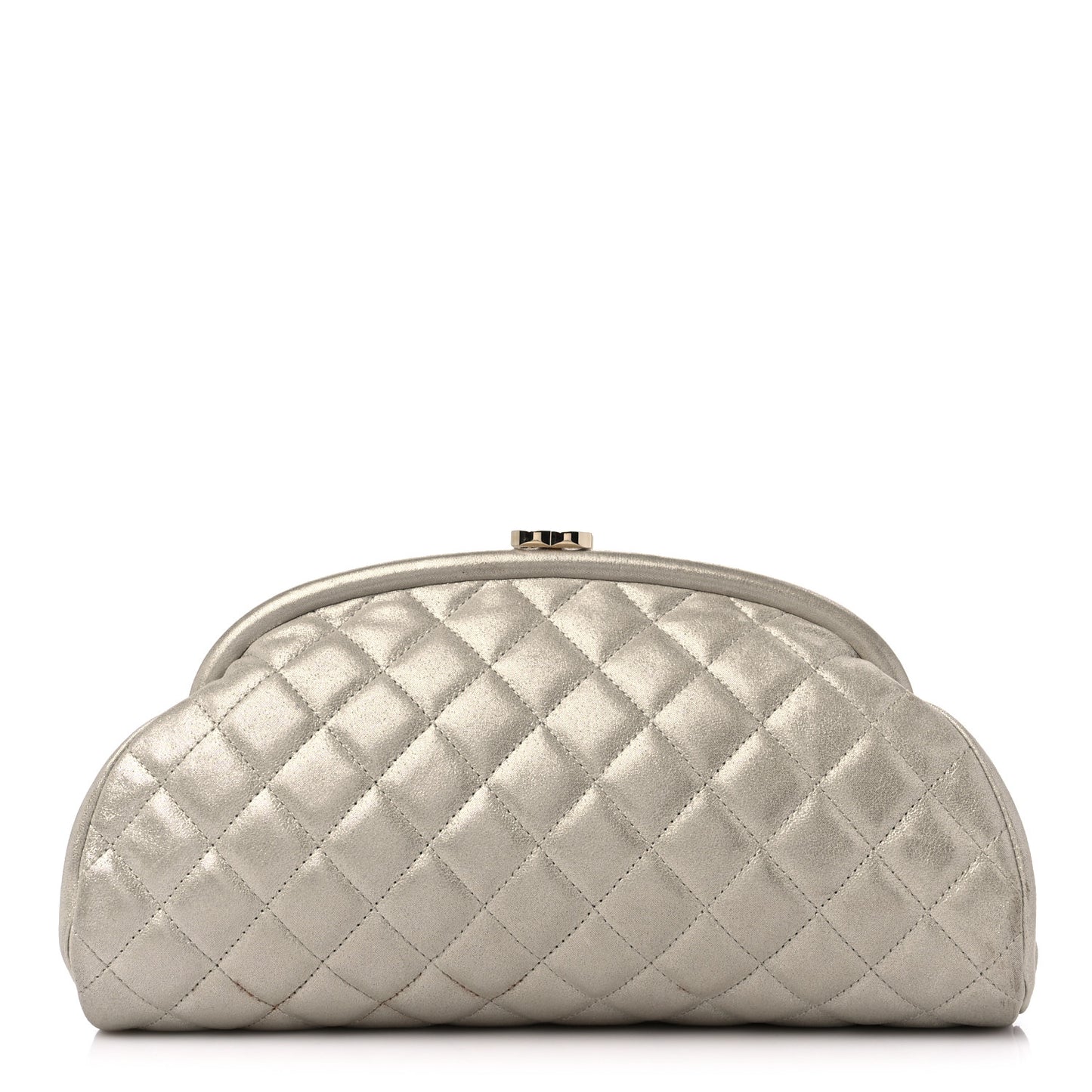 Metallic Calfskin Quilted Timeless Clutch Gold