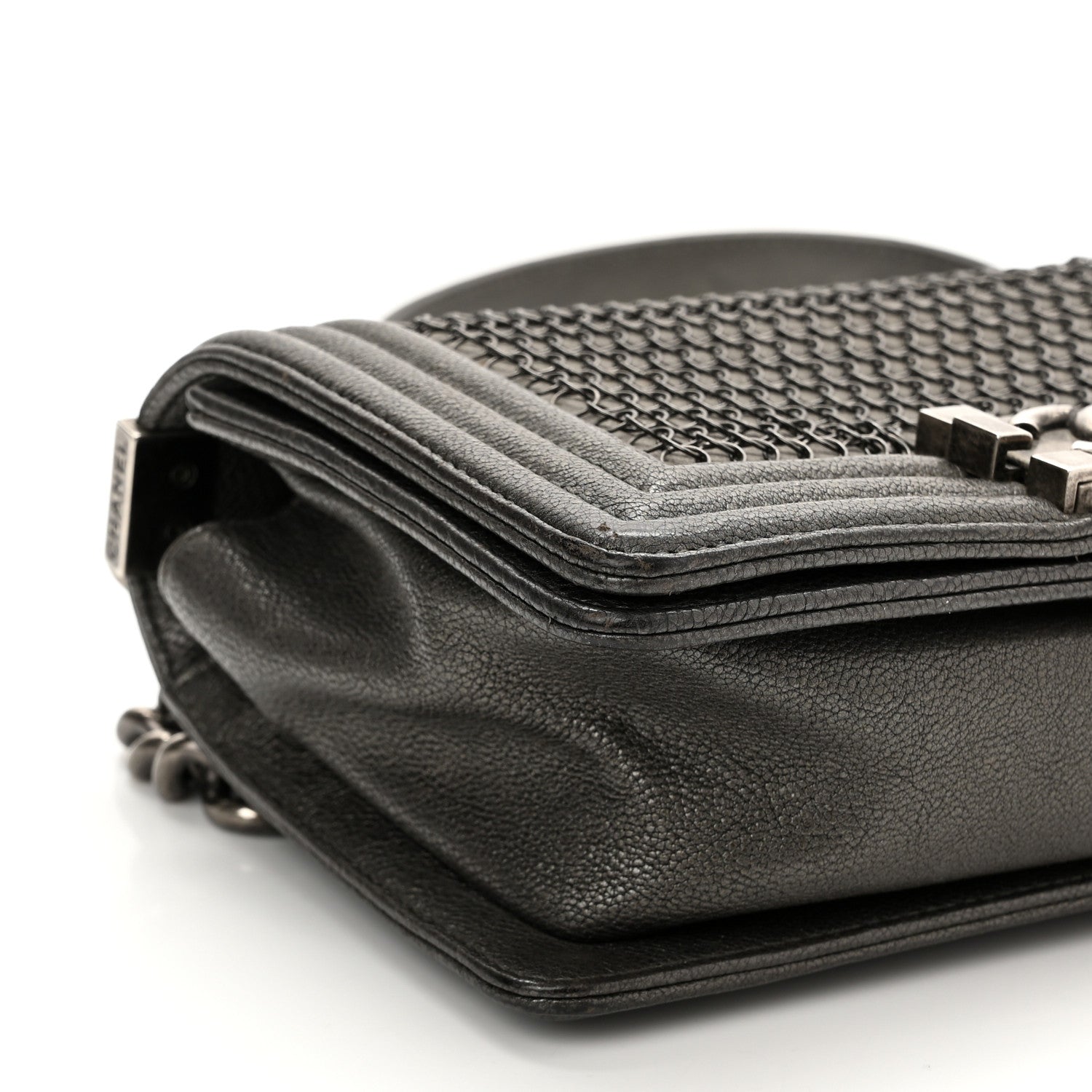 Chanel Caviar Quilted Small Chain Mail Boy Flap Grey 9 of 10