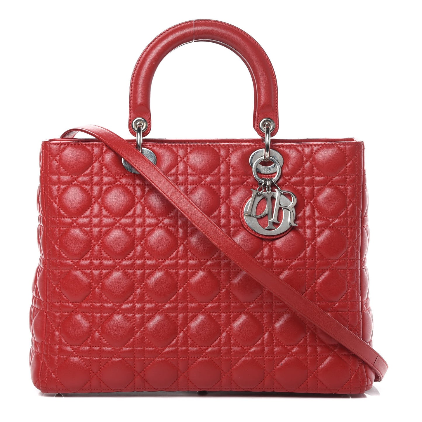 Lambskin Cannage Large Lady Dior Red