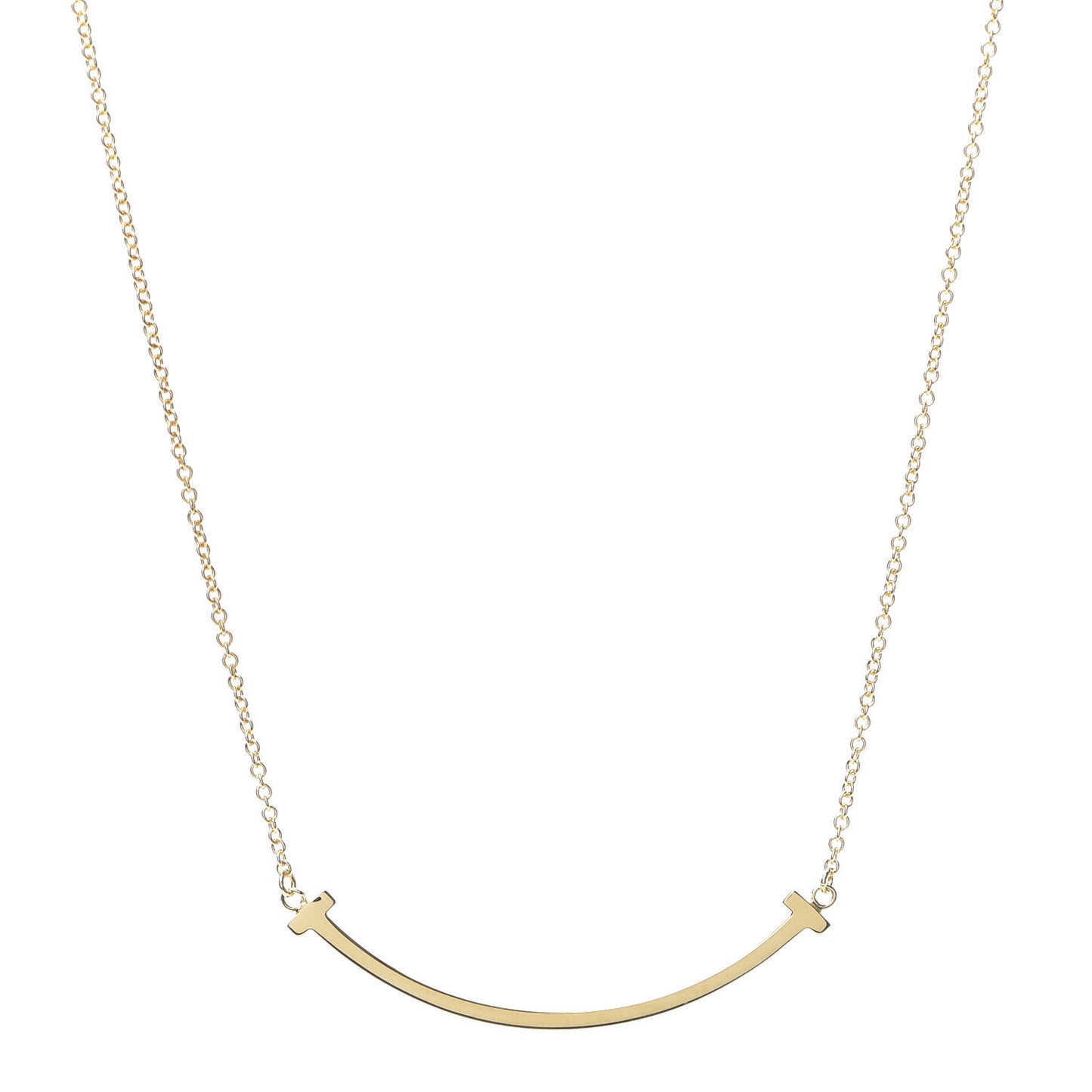 18K Yellow Gold Small T Smile Pendant Necklace