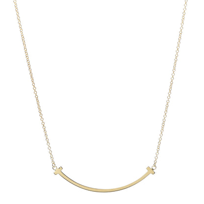 Tiffany 18K Yellow Gold Small T Smile Pendant Necklace 1 of 5
