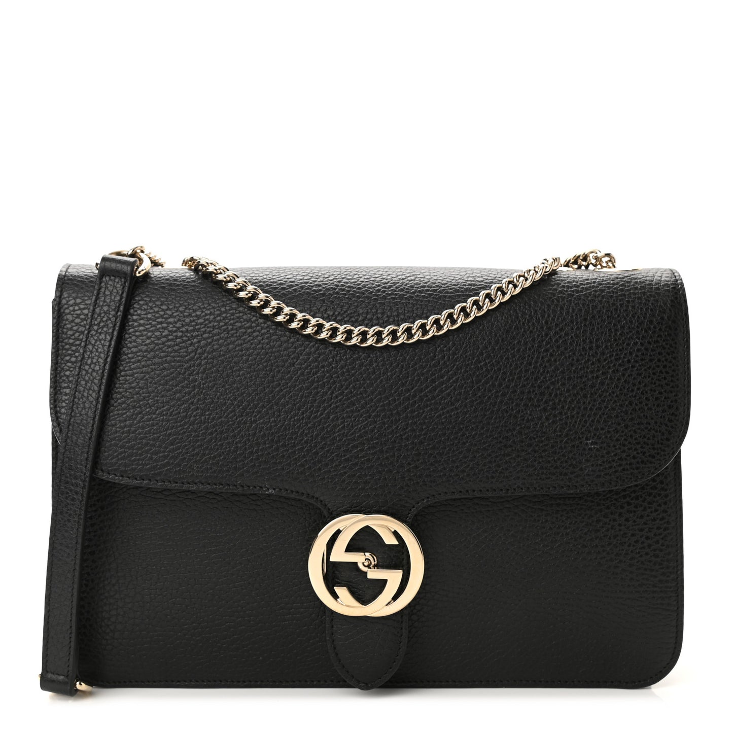 Dollar Calfskin Interlocking G Shoulder Bag Black