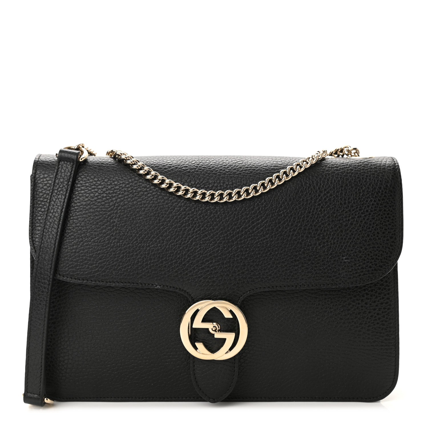 Gucci Dollar Calfskin Interlocking G Shoulder Bag Black 1 of 10