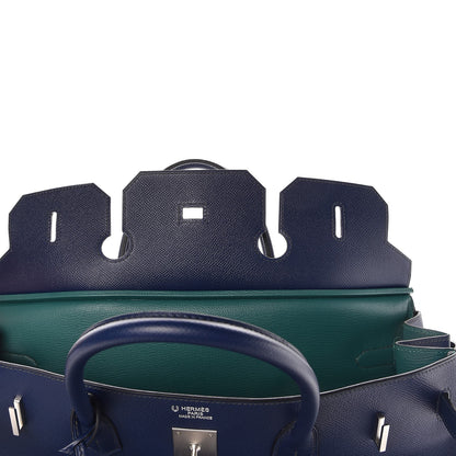 Hermes Epsom Horseshoe Birkin 40 Bleu Saphir Malachite 7 of 32