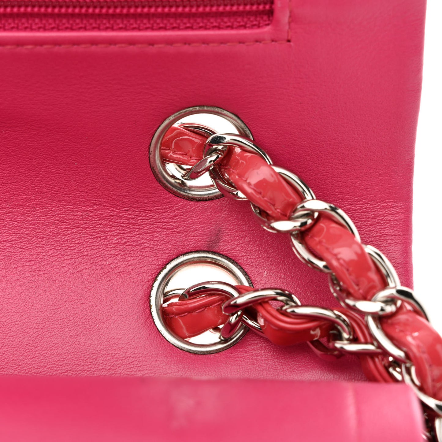 Patent Quilted Medium Double Flap Pink