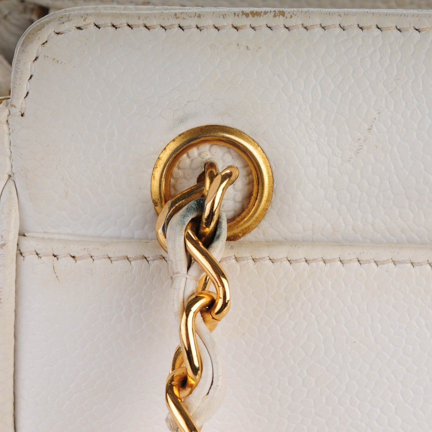 Caviar Shoulder Bag White