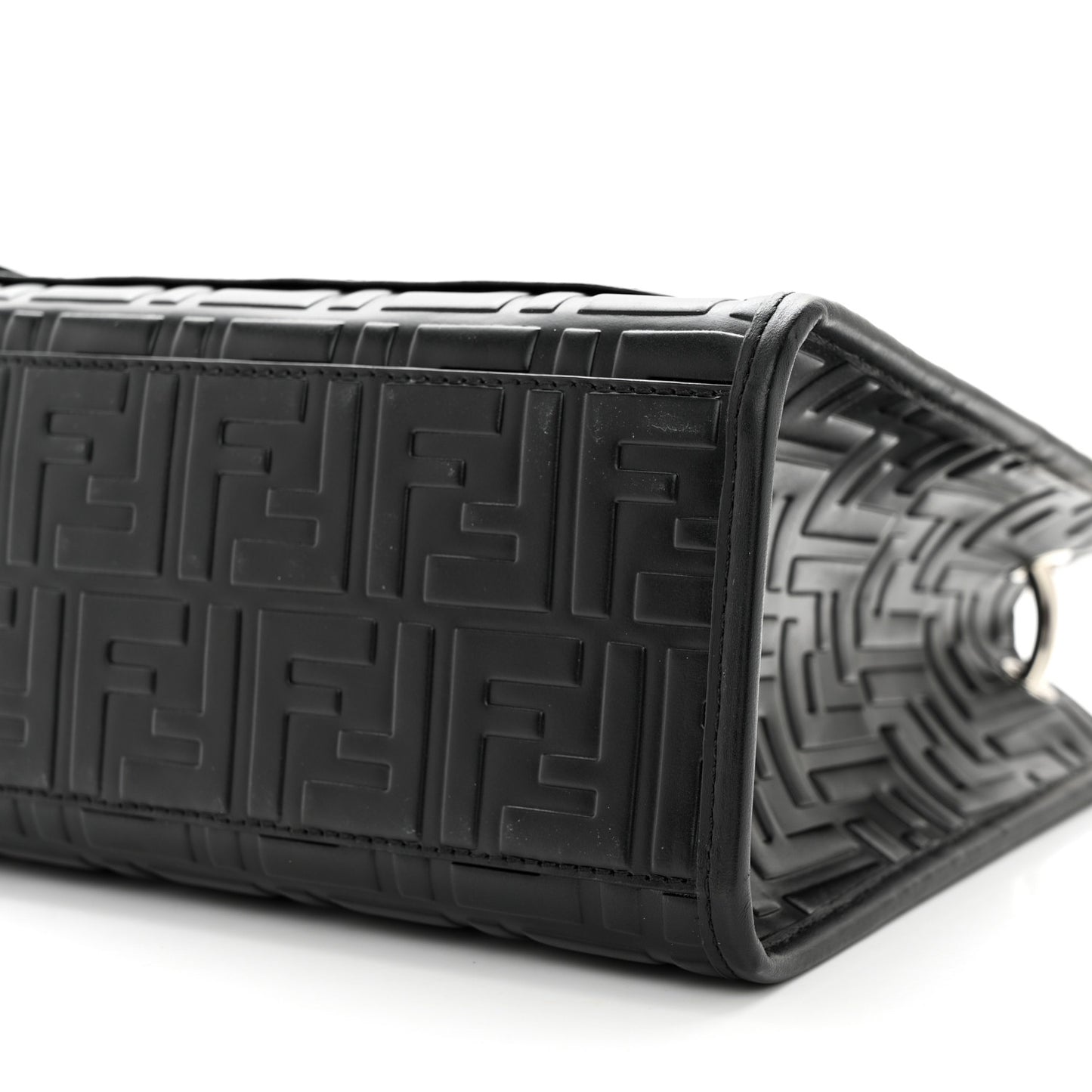 Vitello Century Wicker FF 1974 Embossed Small Runaway Shopper Tote Black