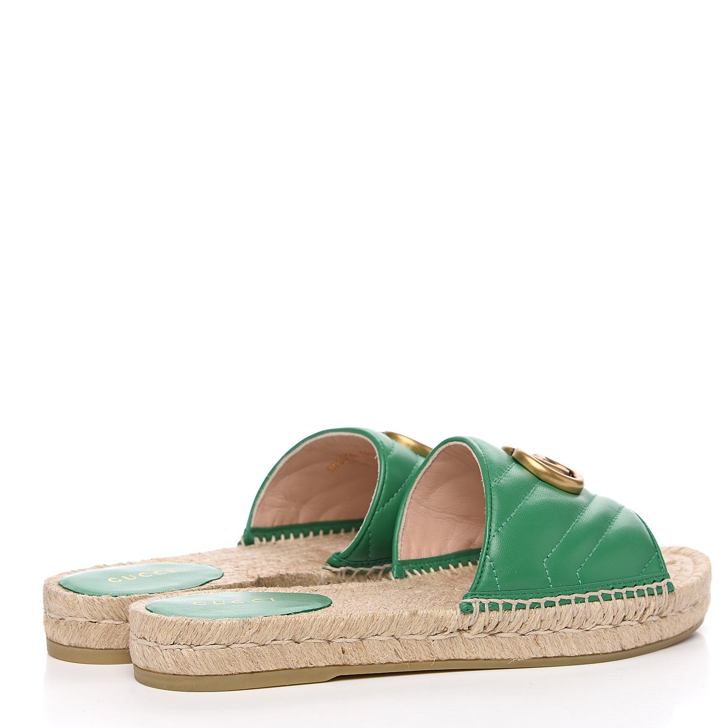 Gucci Nappa Matelasse GG Marmont Espadrille Slide Sandals 36 New Shamarock 4 of 9