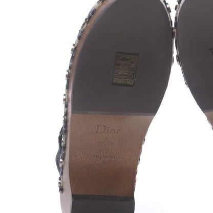 Christian Dior Canvas Oblique Diorquake 20mm Slingback Clogs 36 Deep Blue 6 of 8