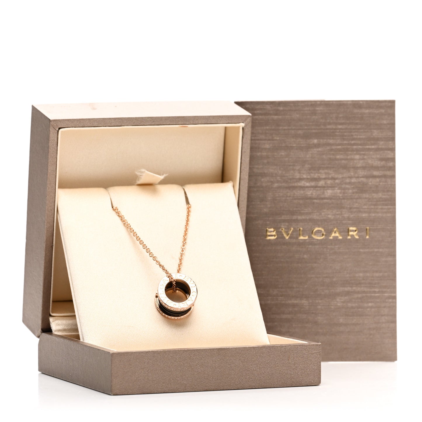 18K Rose Gold Black Ceramic Diamond B.Zero1 Pendant Necklace