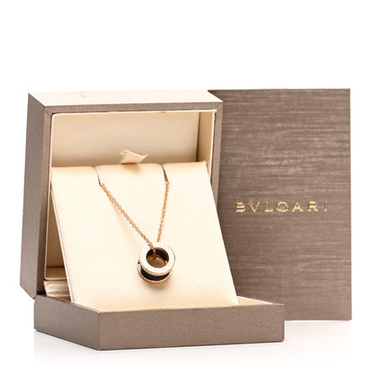 Bulgari 18K Rose Gold Black Ceramic Diamond B.Zero1 Pendant Necklace 5 of 5