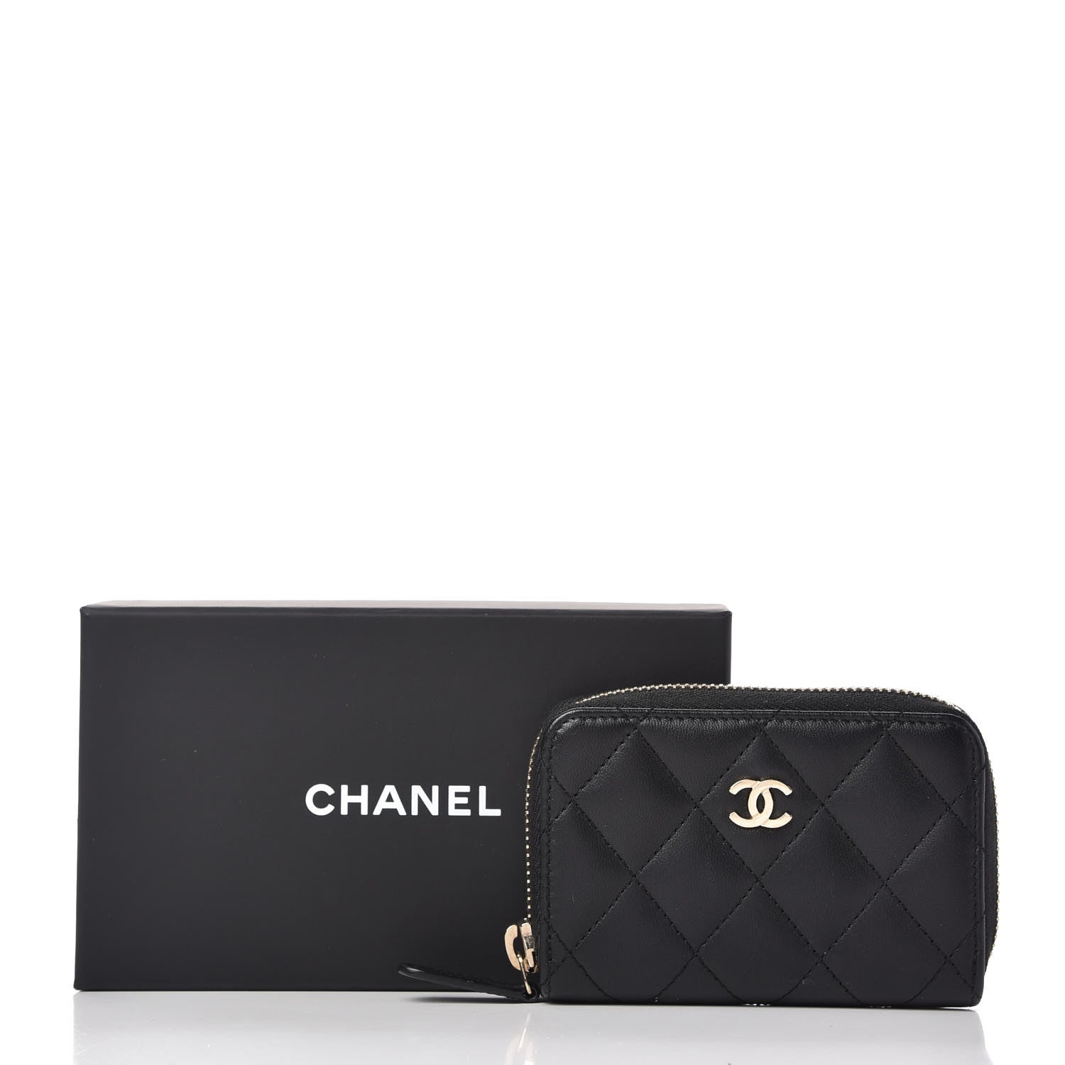 Chanel Lambskin Quilted Zip Coin Purse Black 8 of 8