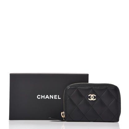 Chanel Lambskin Quilted Zip Coin Purse Black 8 of 8