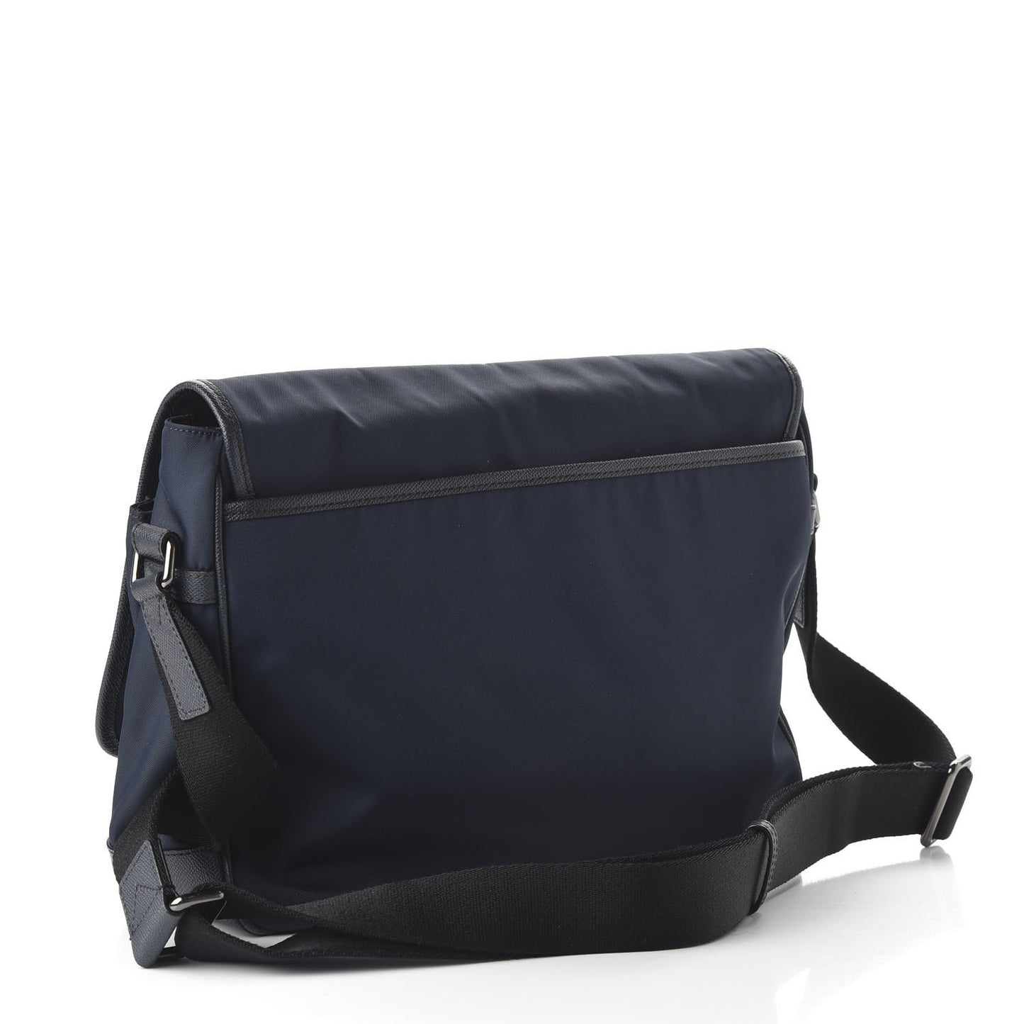 Calfskin Nylon Fairbank Messenger Bag Navy Black