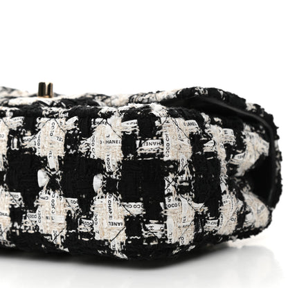 Chanel Tweed Quilted Mini Rectangular Flap Black Ecru White 10 of 11