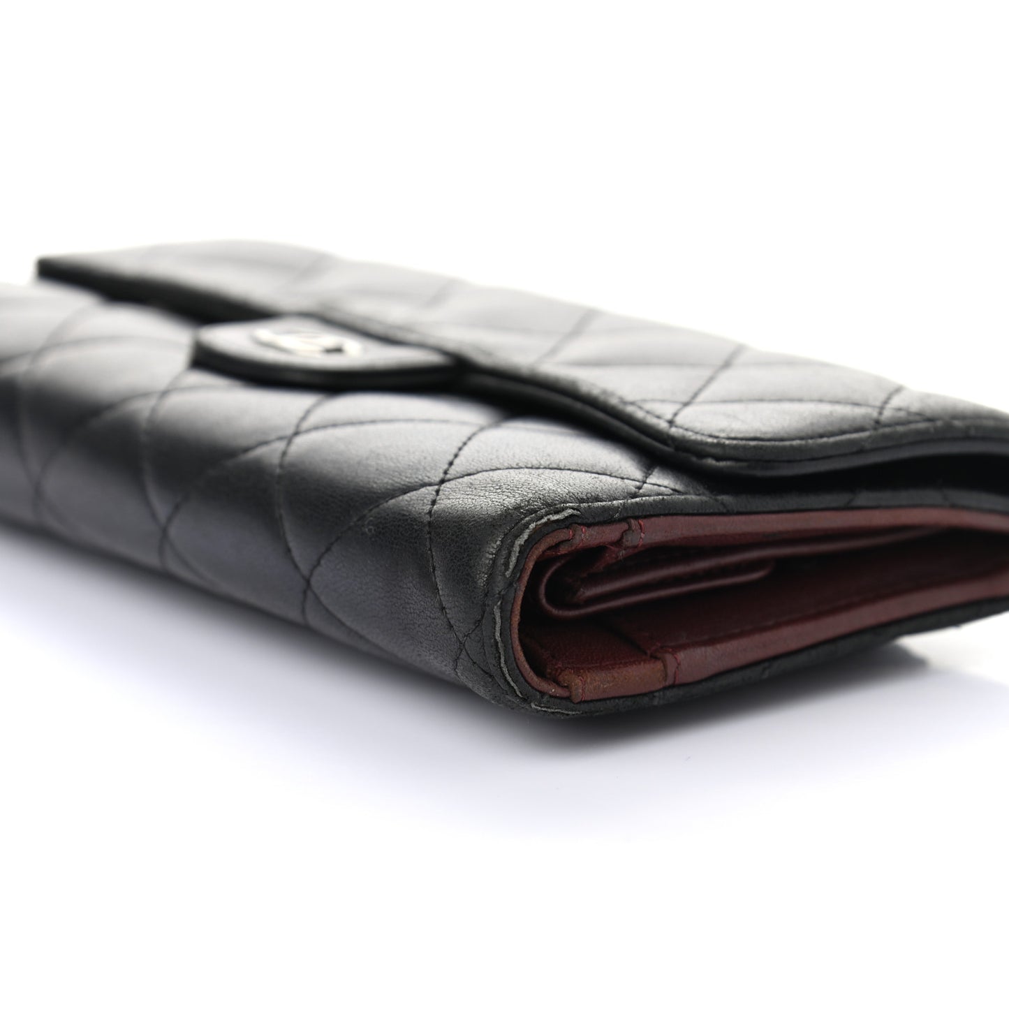Lambskin Quilted Large Flap Wallet Black