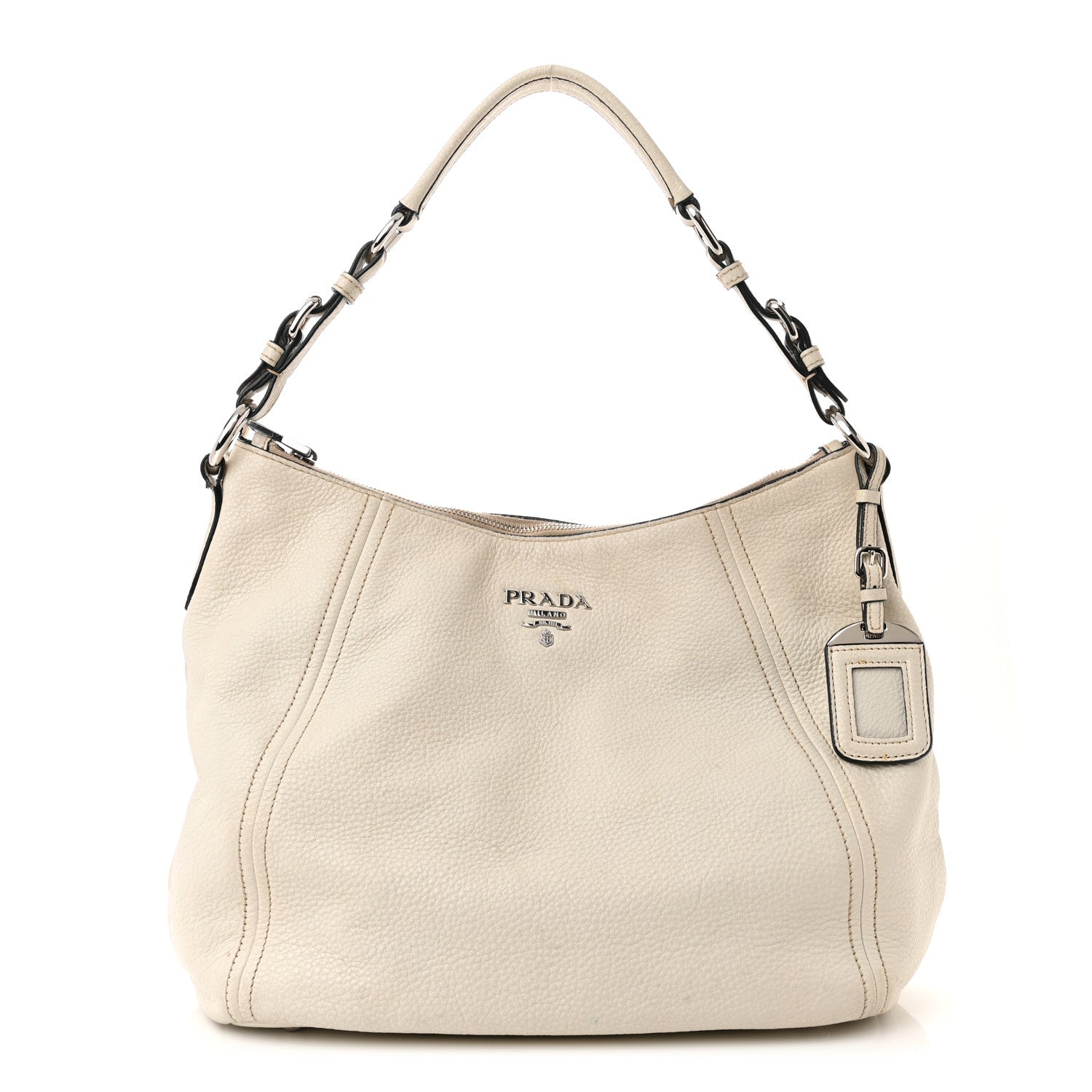 Prada Vitello Daino Hobo White 1 of 26