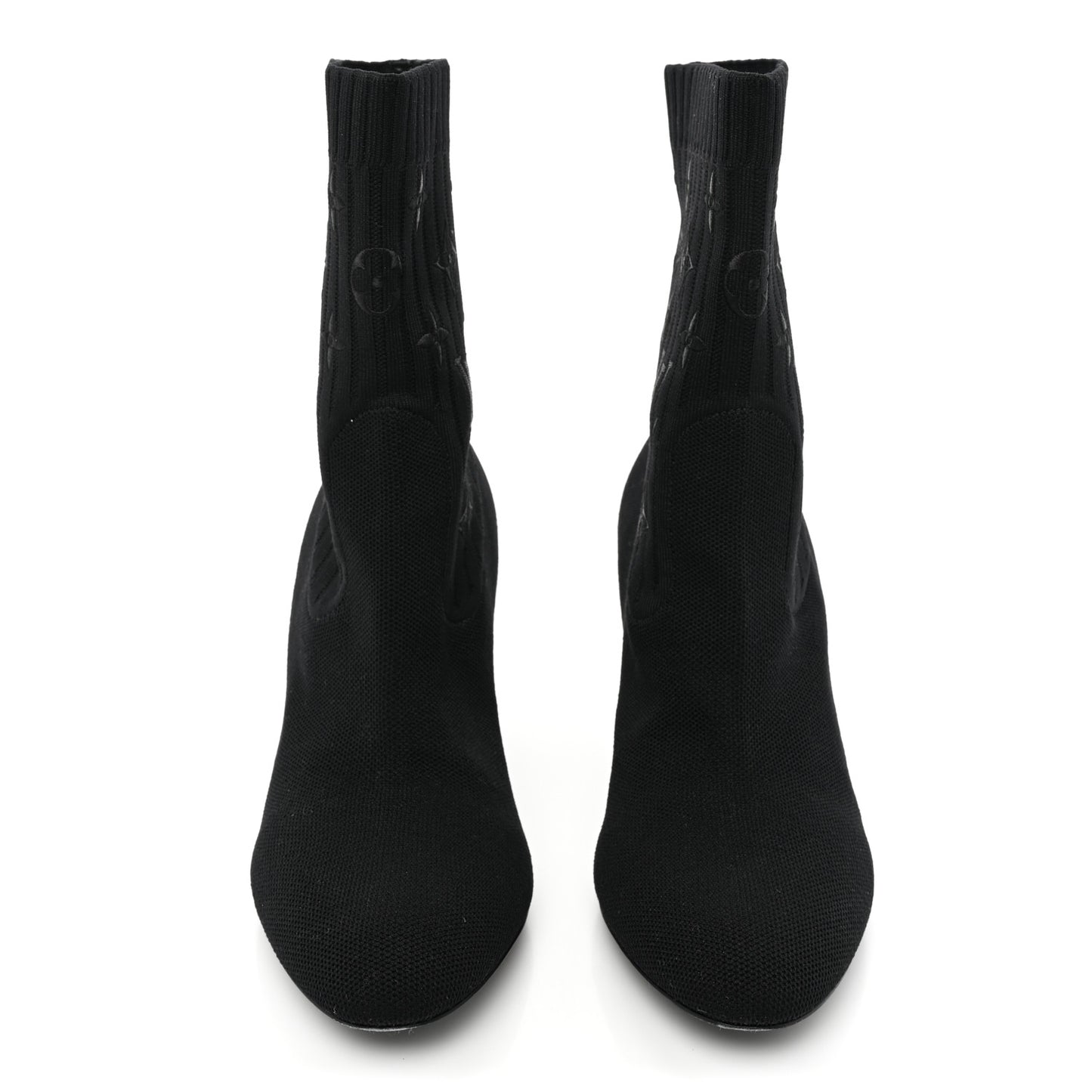 Monogram Stretch Fabric Silhouette Ankle Boots 38 Black
