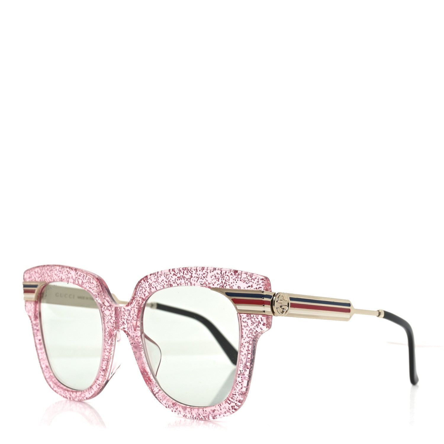 Gucci Acetate Square Frame Web Glitter GG0281SA Sunglasses Pink 1 of 7