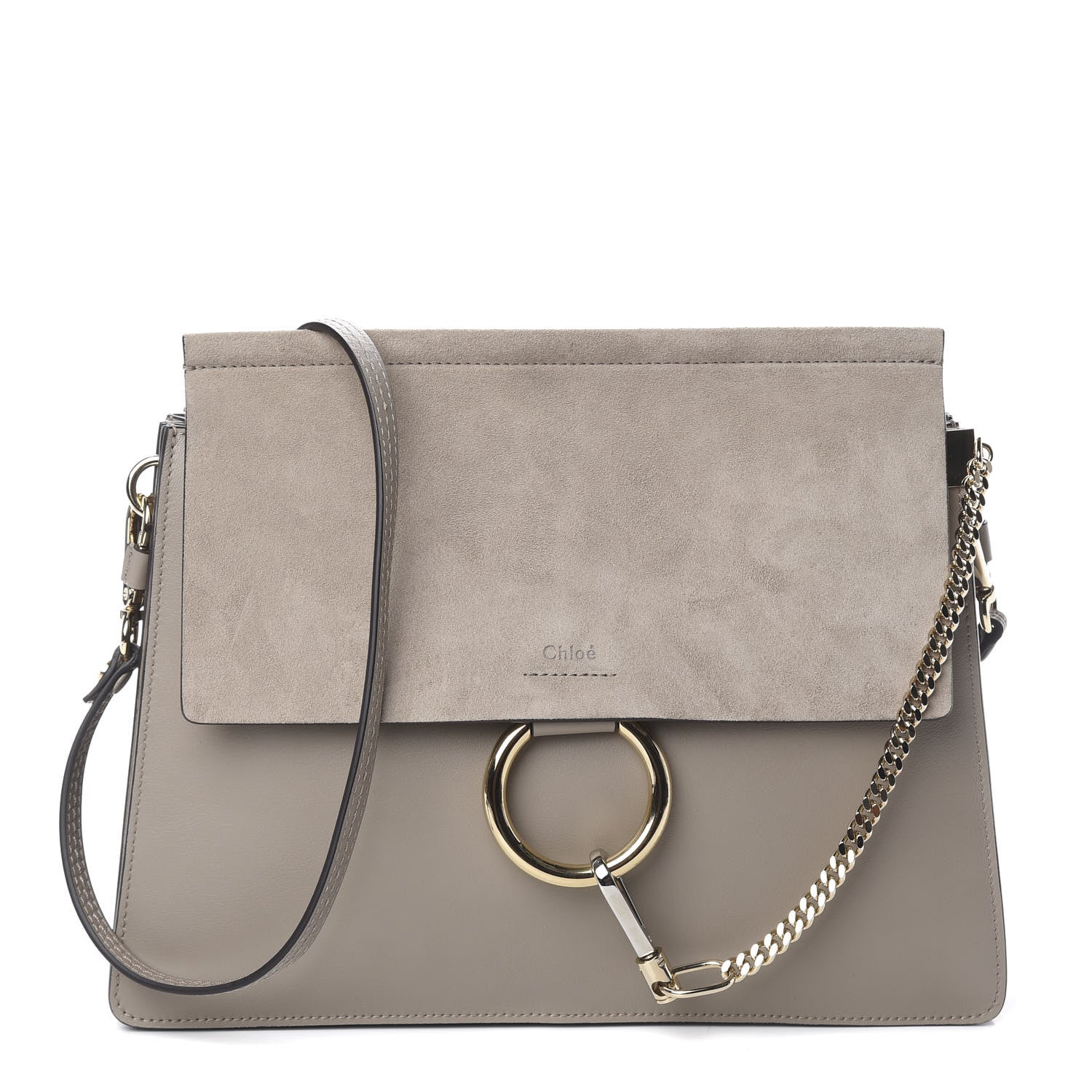 Chloe Calfskin Suede Medium Faye Shoulder Bag Motty Grey 1 of 8
