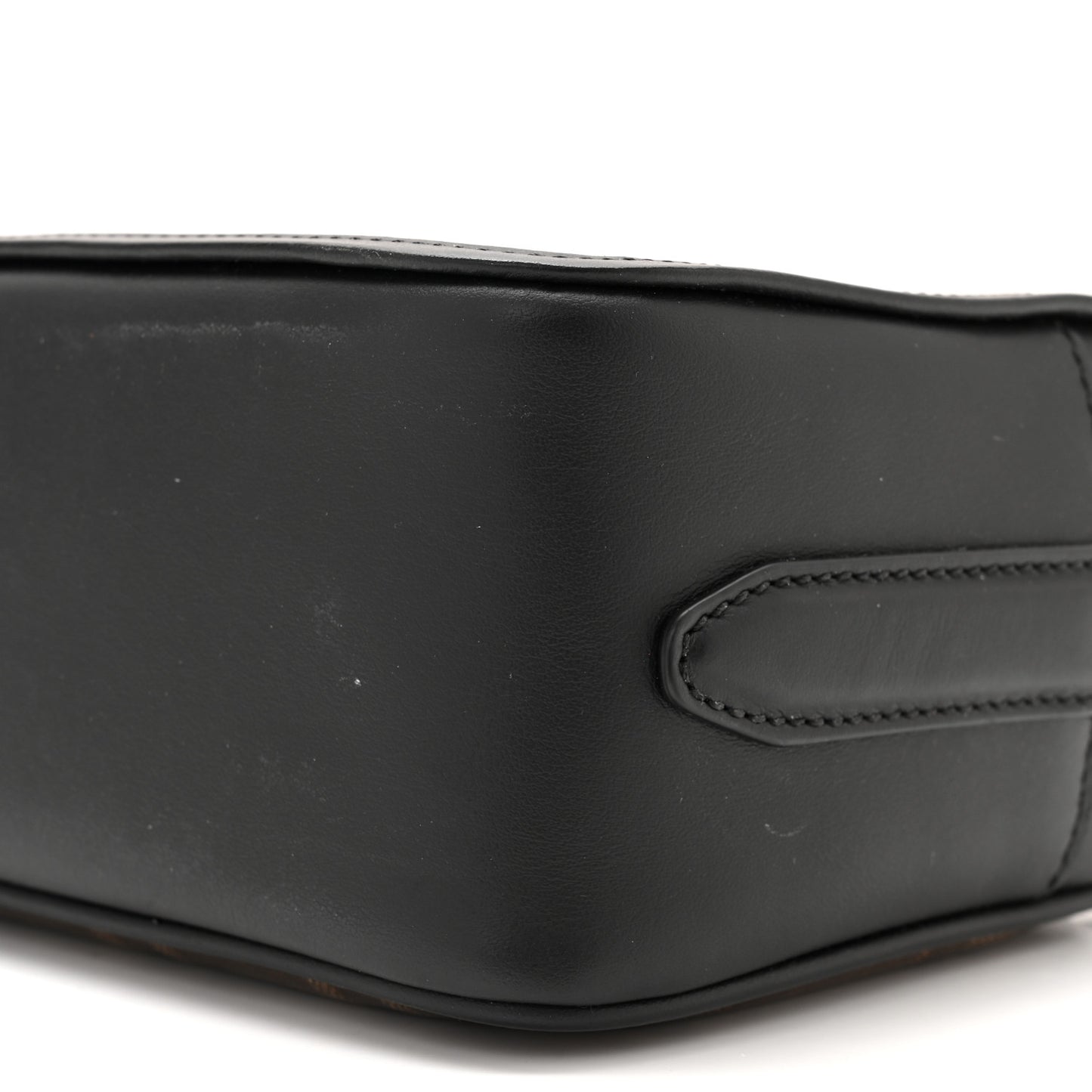 Glazed Fabric Vitello Century FF 1974 Stamp Patch Camera Case Mogano Panna Black