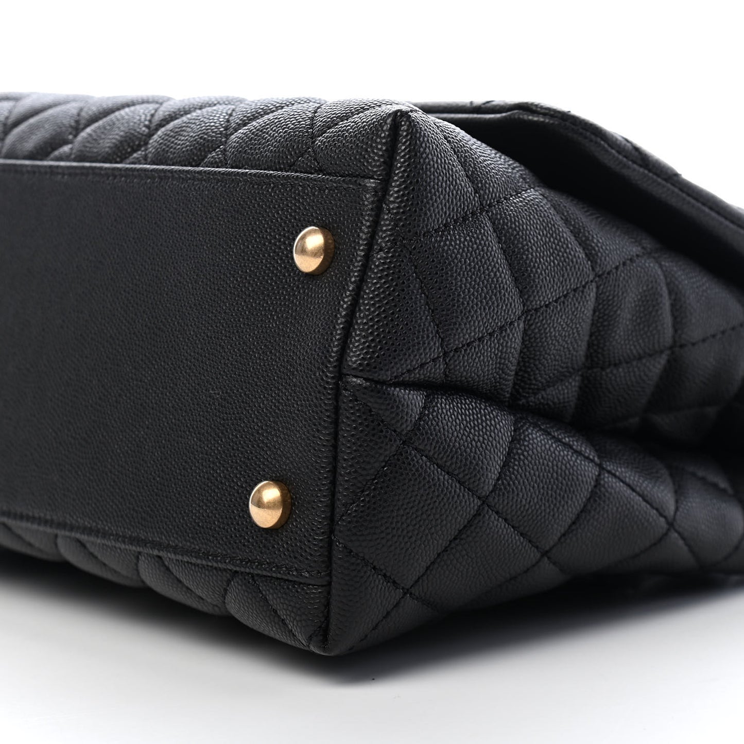 Caviar Lizard Embossed Quilted Small Coco Handle Flap Black
