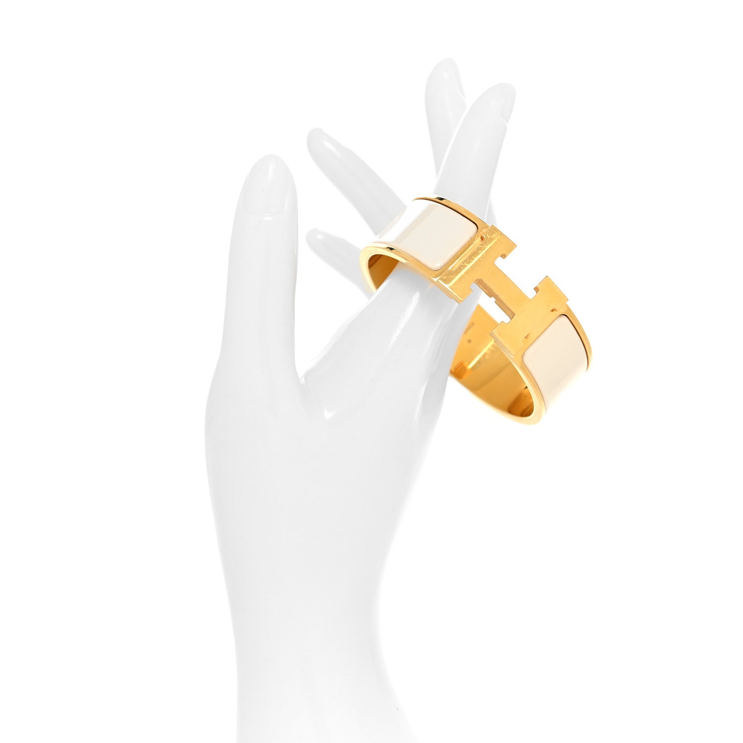 Hermes Enamel Wide Clic Clac H Bracelet GM White 2 of 5