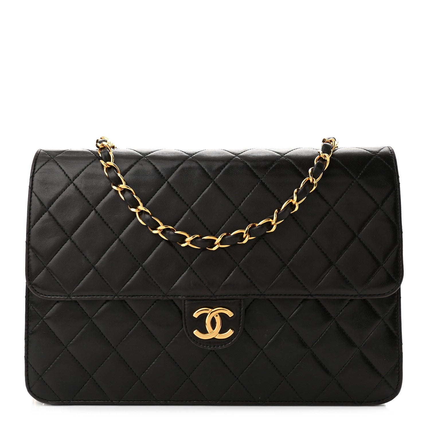 Chanel Lambskin Quilted Medium Single Flap Black 1 of 9