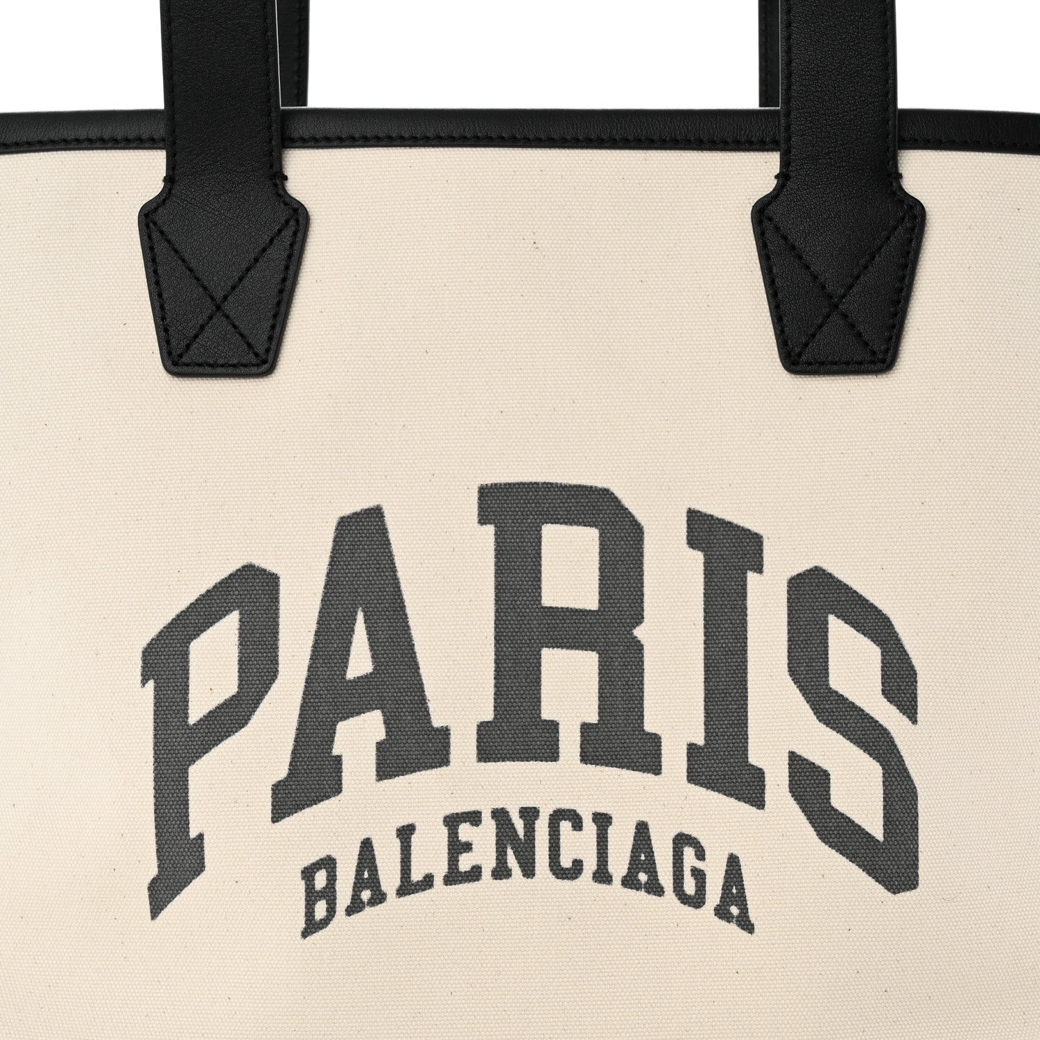 Balenciaga Cotton Canvas Calfskin Cities Paris Jumbo Small Tote Bag White 8 of 10