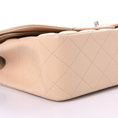 Caviar Quilted Jumbo Double Flap Beige Clair