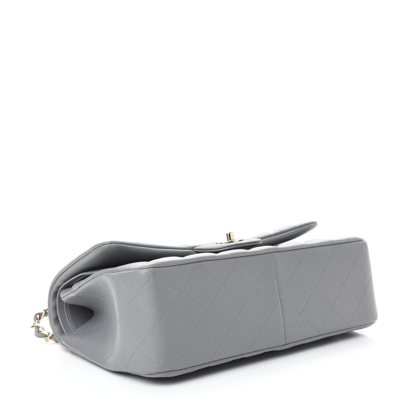 Caviar Quilted Jumbo Double Flap Grey