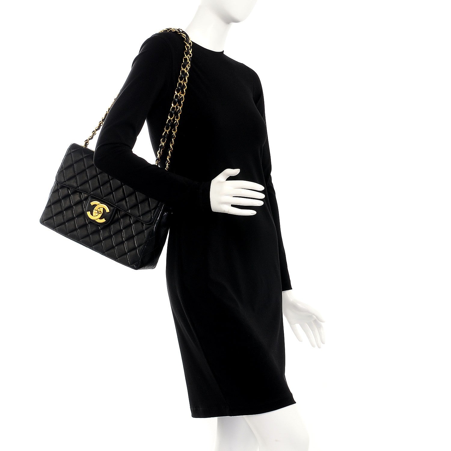 Chanel Lambskin Quilted Jumbo Single Flap Black 2 of 13