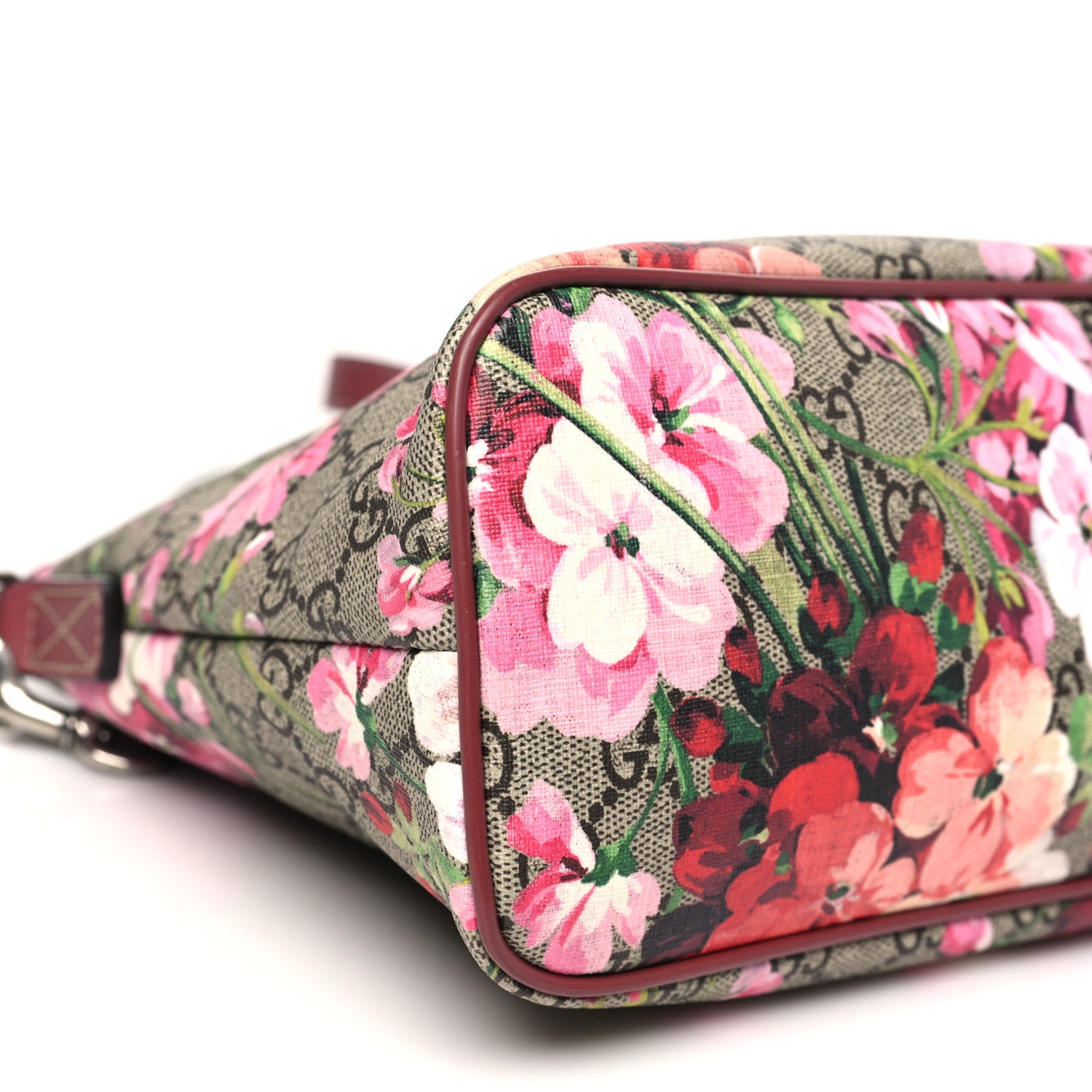 Gucci GG Supreme Monogram Blooms Small Zippered Tote Beige Multicolor Dry Rose 9 of 10