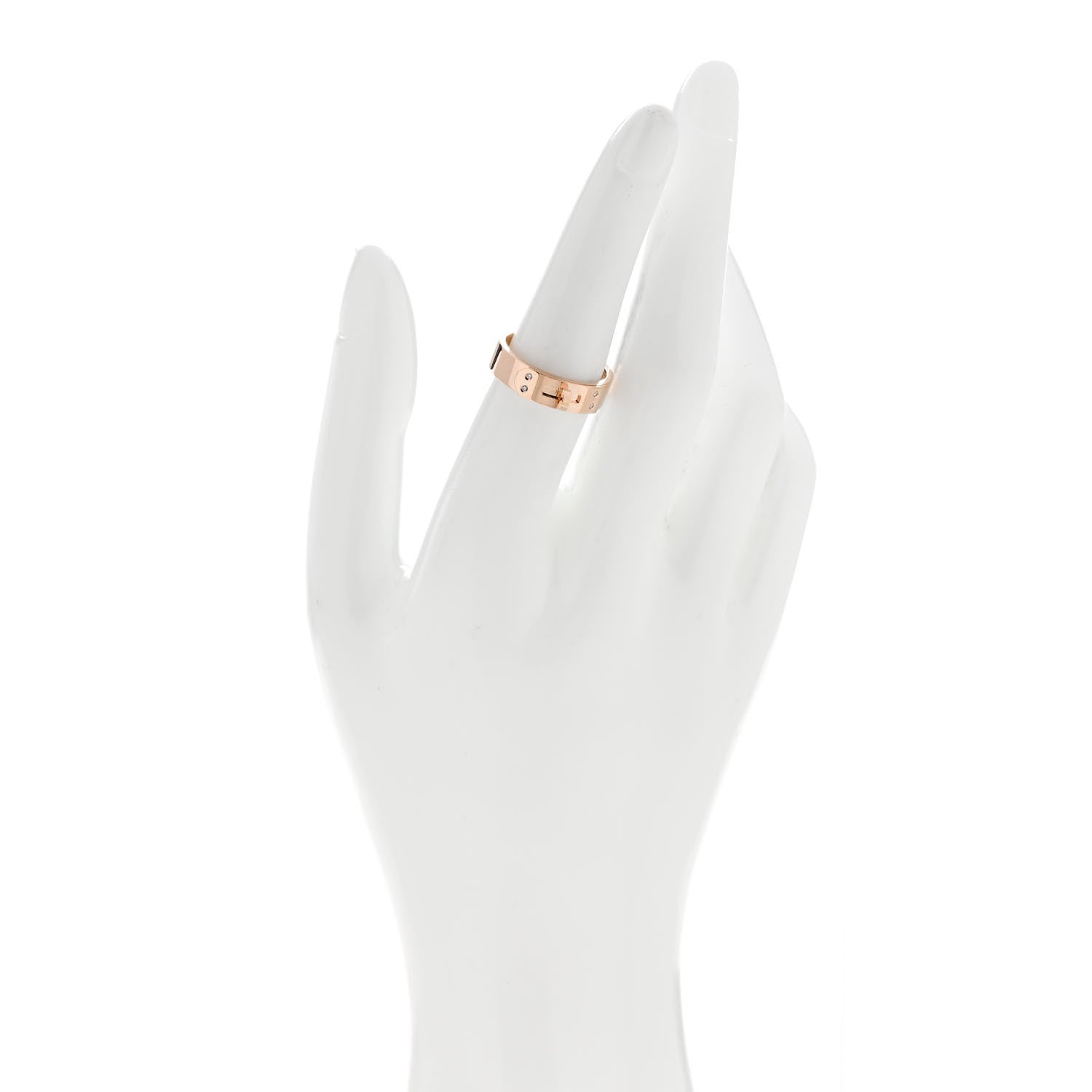 Hermes 18K Rose Gold Diamond PM Kelly Ring 54 7 2 of 5