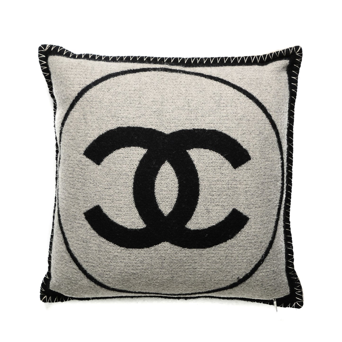 Merino Wool Cashmere CC Pillow Black Beige