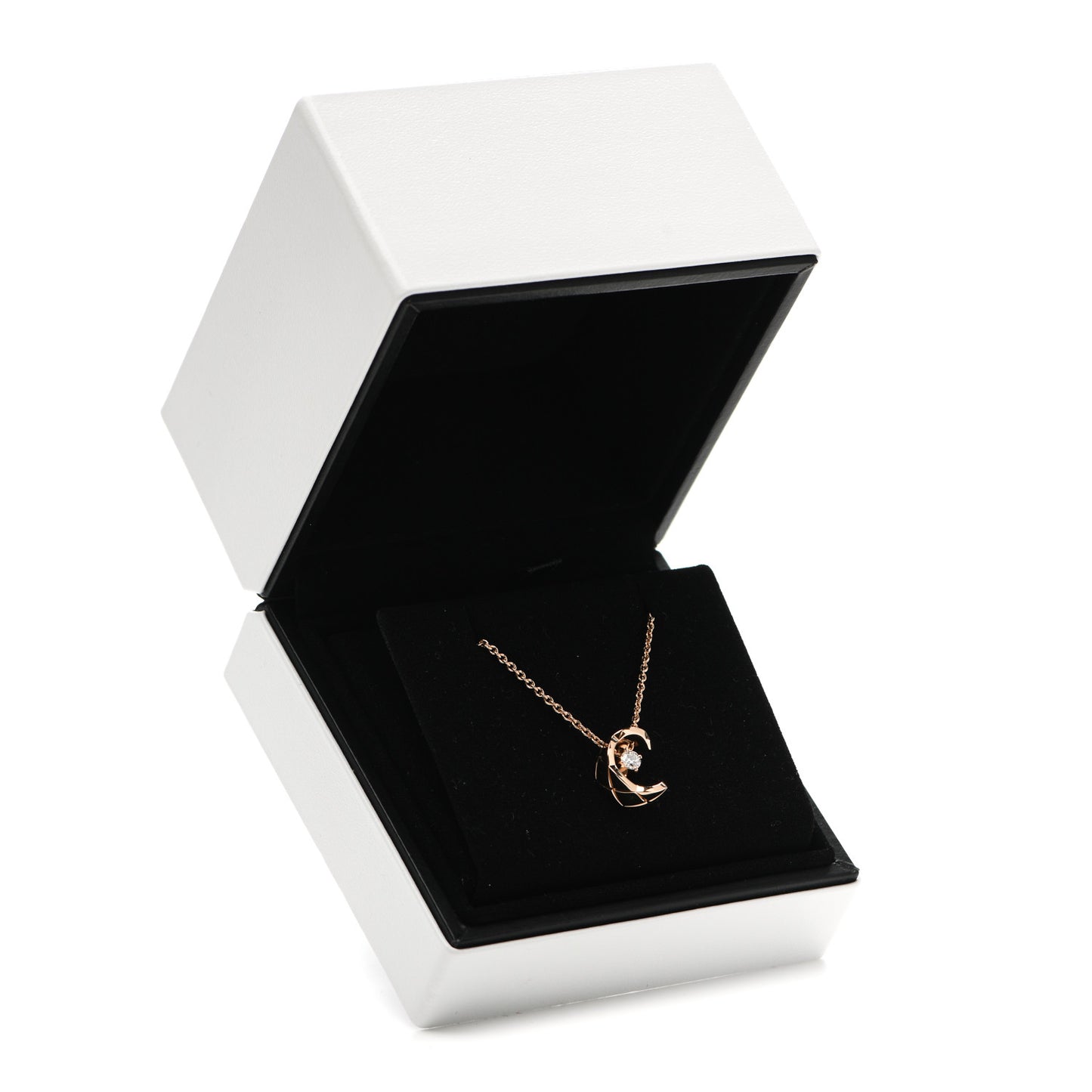 18K Beige Gold Diamond Coco Crush C Necklace