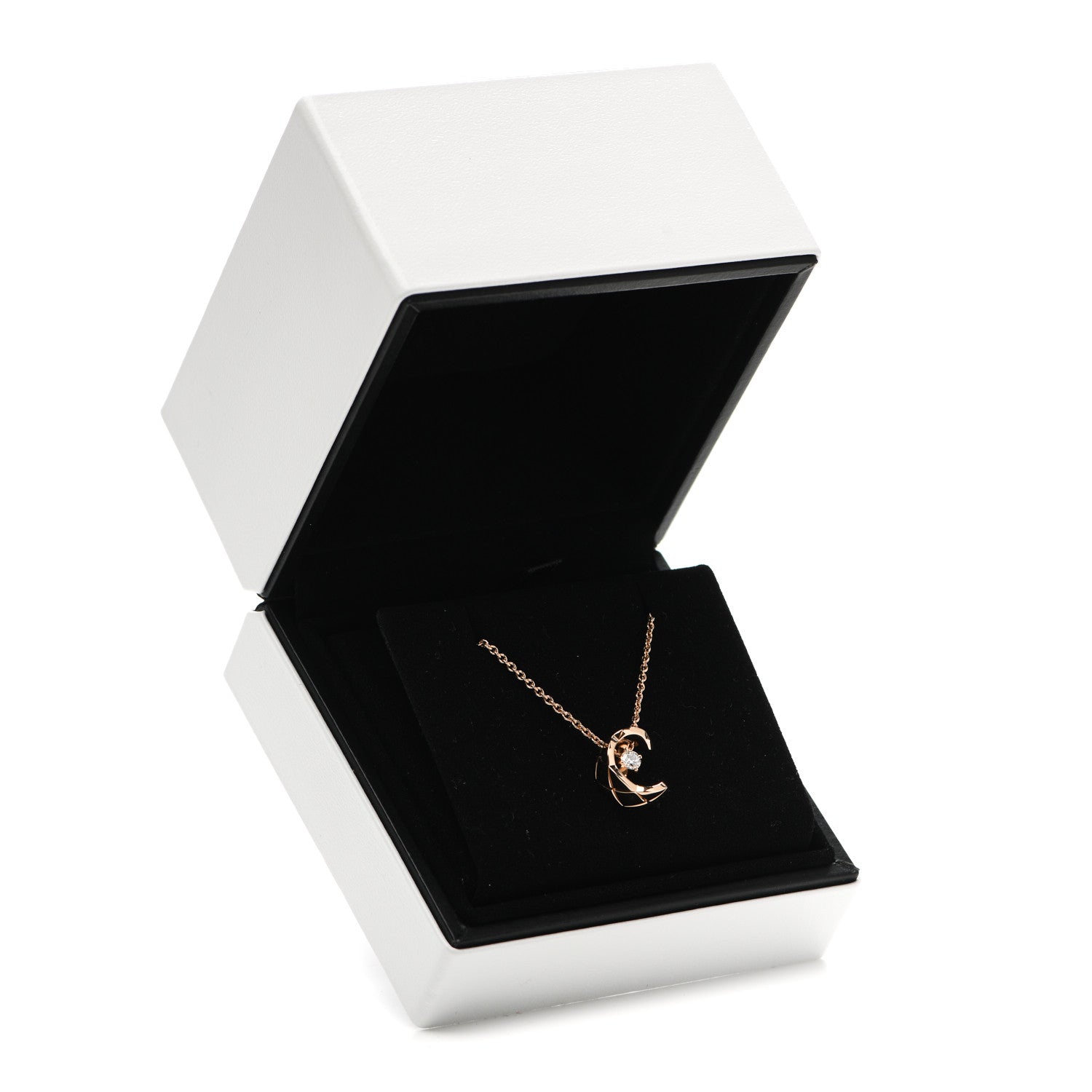 Chanel 18K Beige Gold Diamond Coco Crush C Necklace 5 of 5