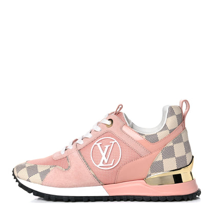 Louis Vuitton Suede Damier Azur Run Away Sneakers 35.5 Pink 1 of 9
