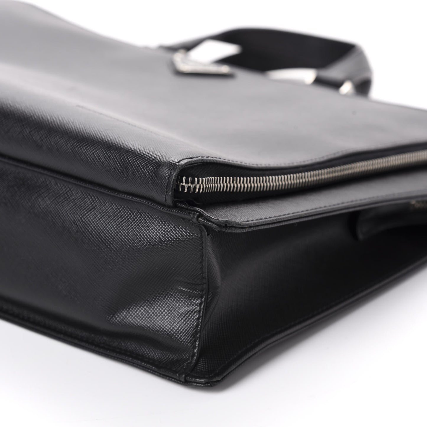Saffiano Cuir Front Zip Pocket Briefcase Black