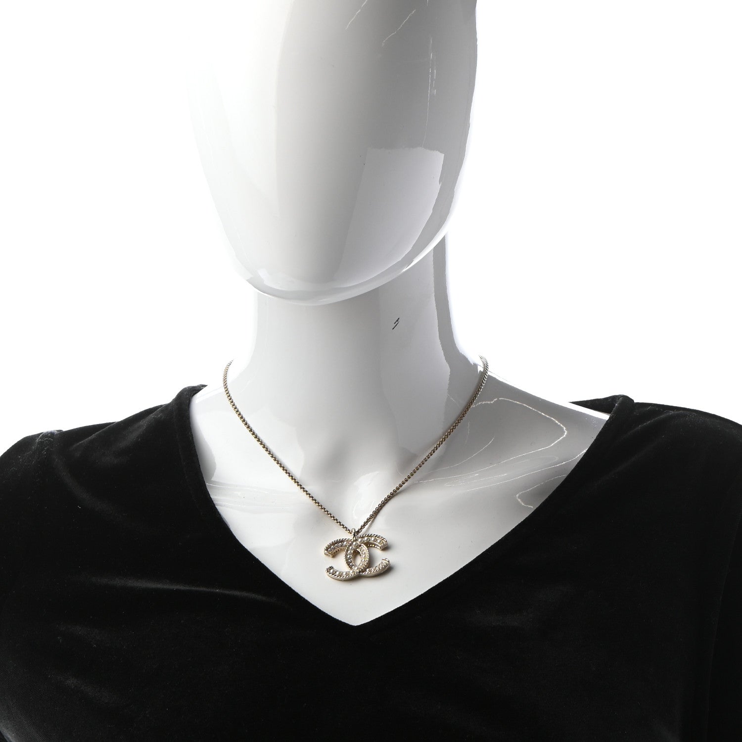 Chanel Pearl CC Pendant Necklace Gold 2 of 5