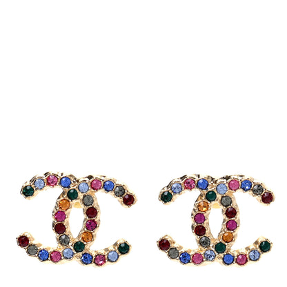 Chanel Crystal Over The Rainbow CC Earrings Gold Multicolor 1 of 5