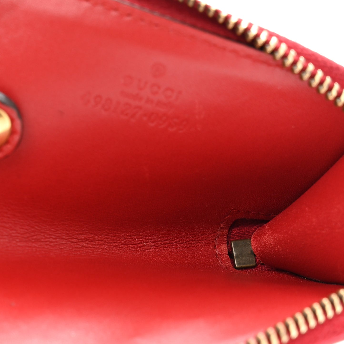 Calfskin Matelasse GG Marmont Zip Around Key Case Hibiscus Red