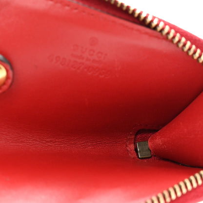 Gucci Calfskin Matelasse GG Marmont Zip Around Key Case Hibiscus Red 5 of 7